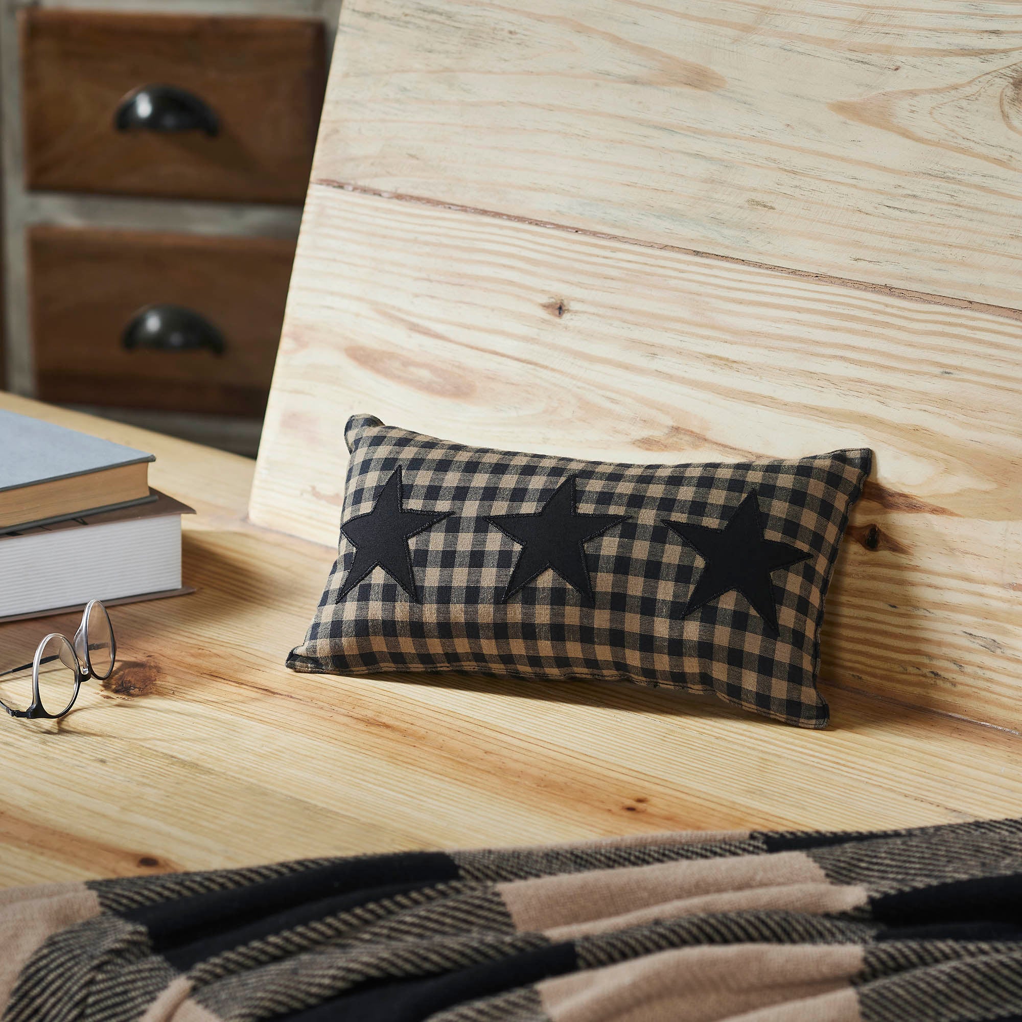 Black Check Star Pillow 7x13 SpadezStore