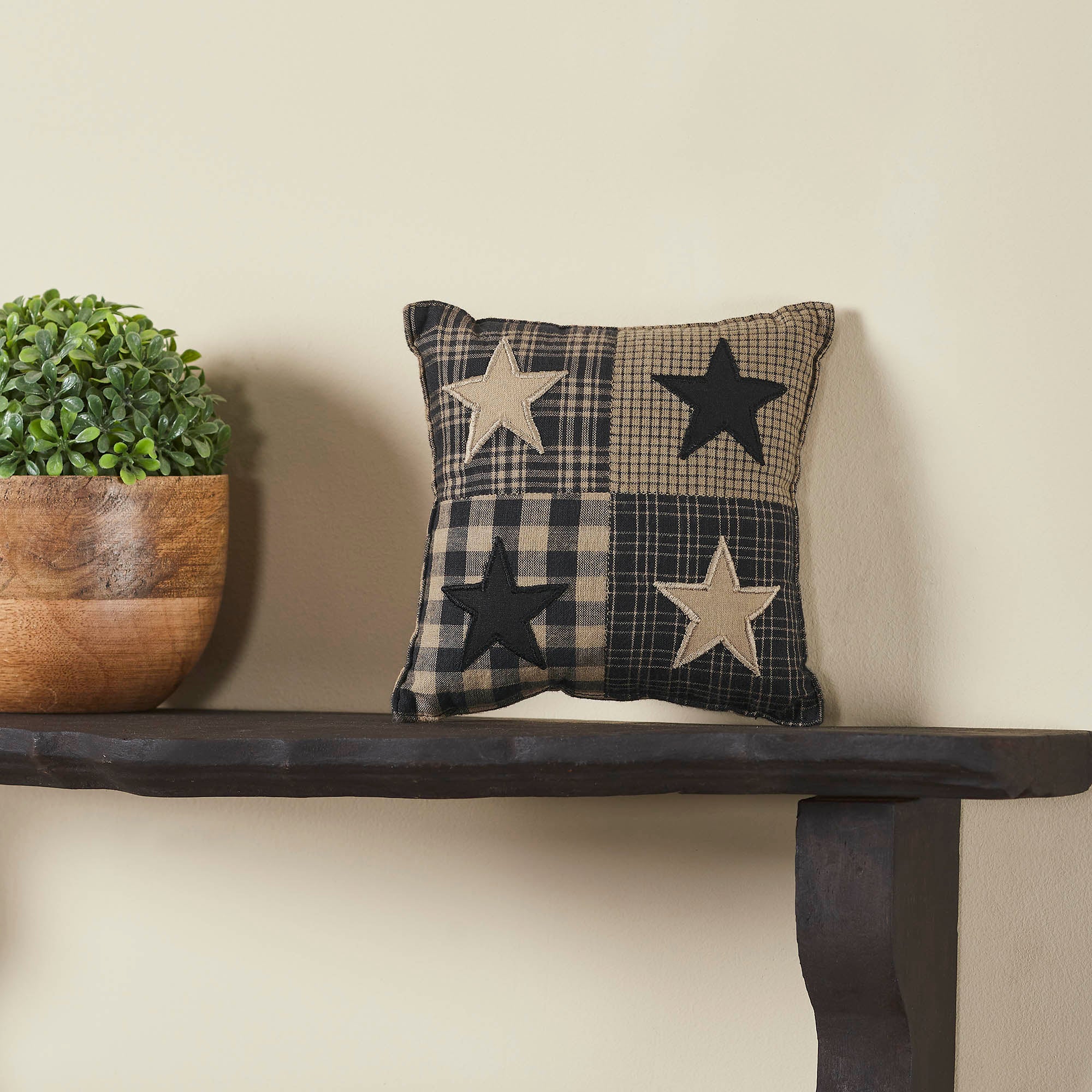 Black Check Star Pillow 6x6 SpadezStore