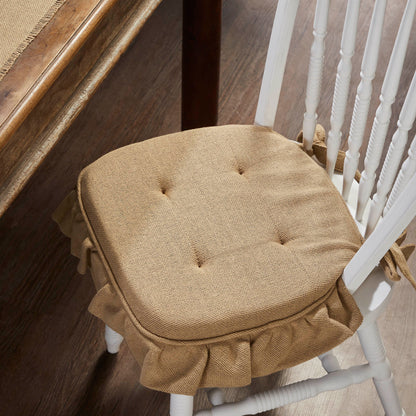 Burlap Natural Ruffled Chair Pad 16.5x18 SpadezStore