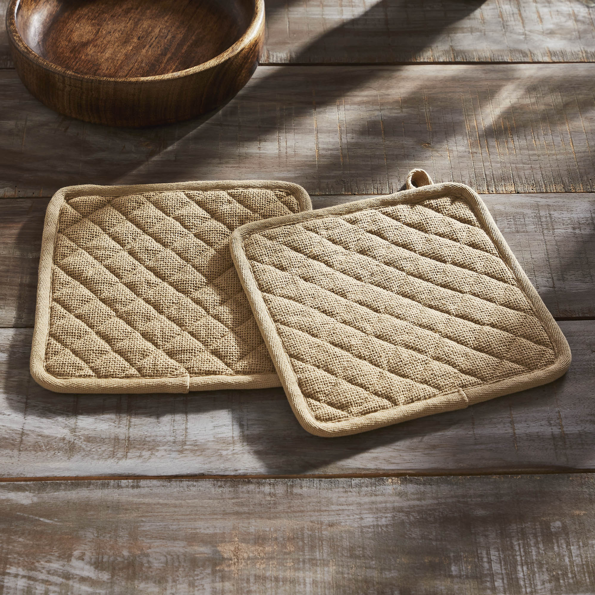 Burlap Natural Pot Holder Set of 2 8x8 SpadezStore