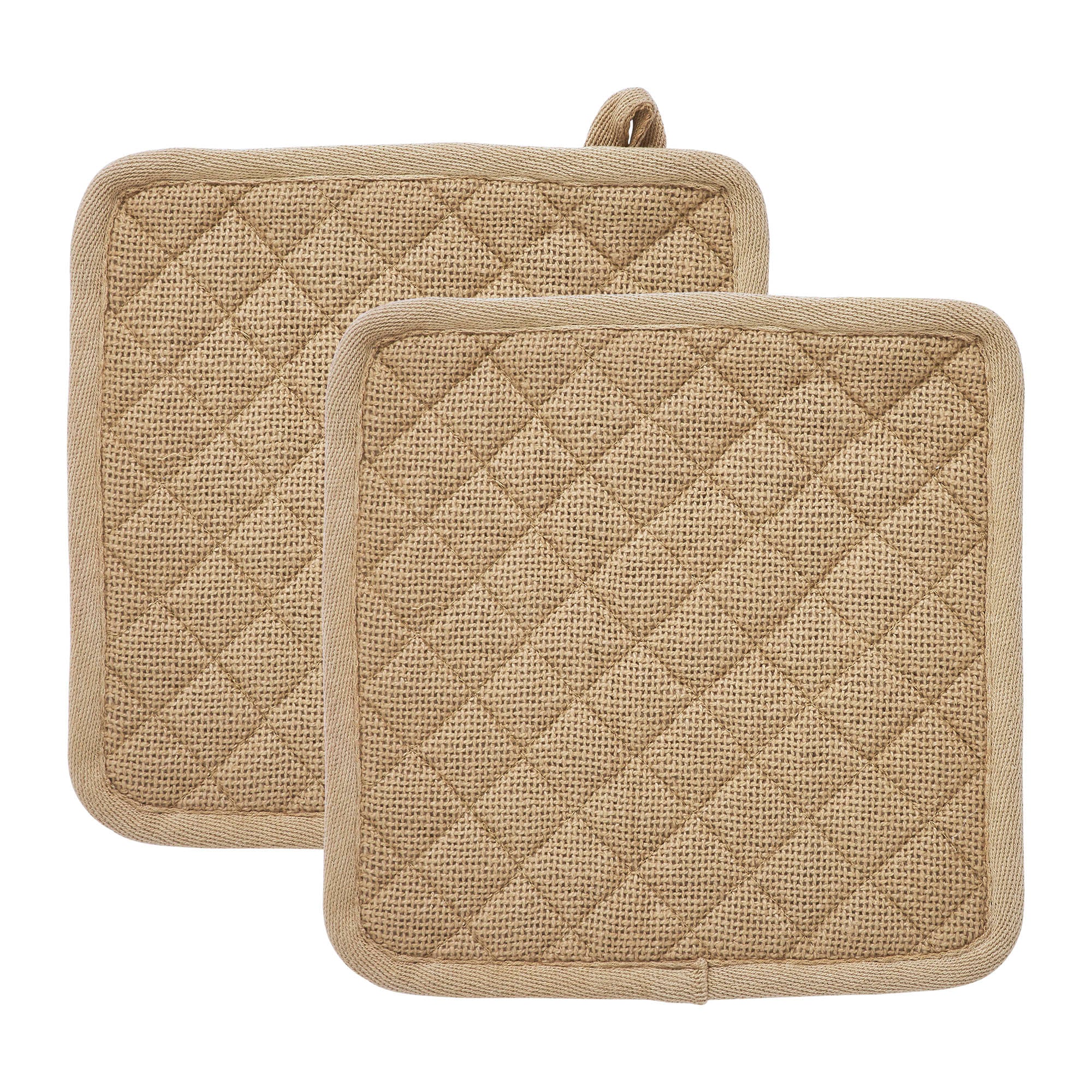 Burlap Natural Pot Holder Set of 2 8x8 SpadezStore