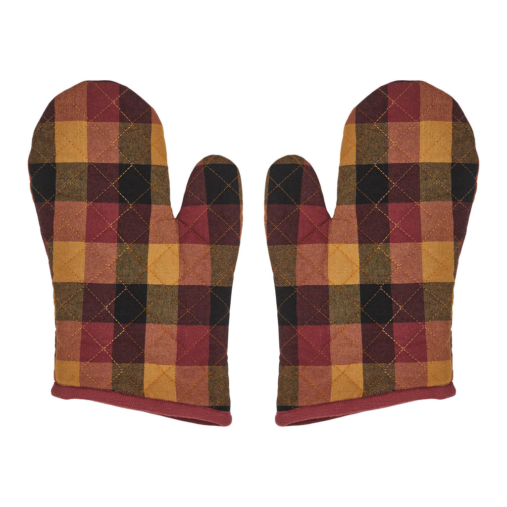 Heritage Farms Primitive Check Oven Mitt Set of 2 SpadezStore