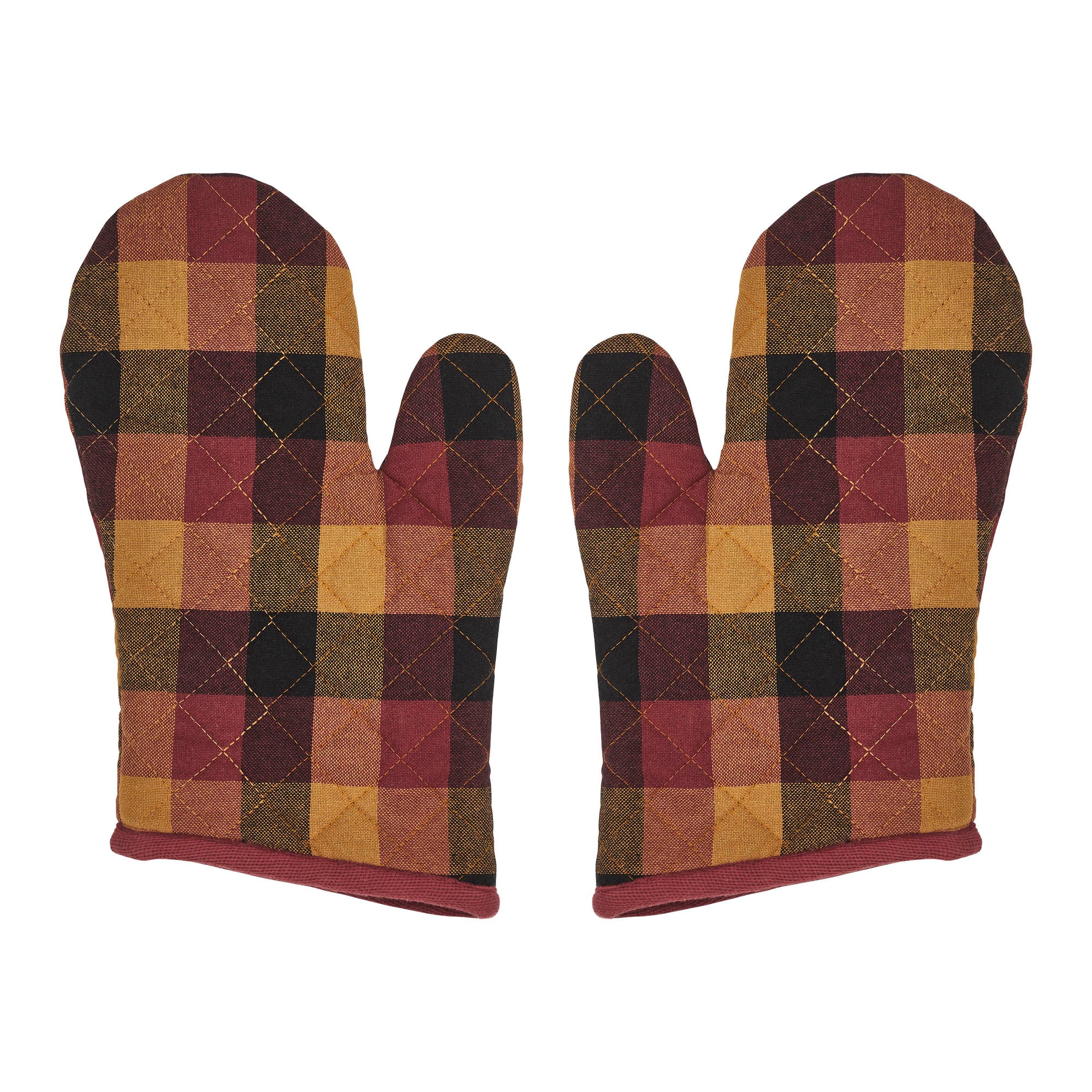 Heritage Farms Primitive Check Oven Mitt Set of 2 SpadezStore