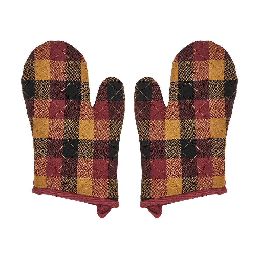 Heritage Farms Primitive Check Oven Mitt Set of 2 SpadezStore
