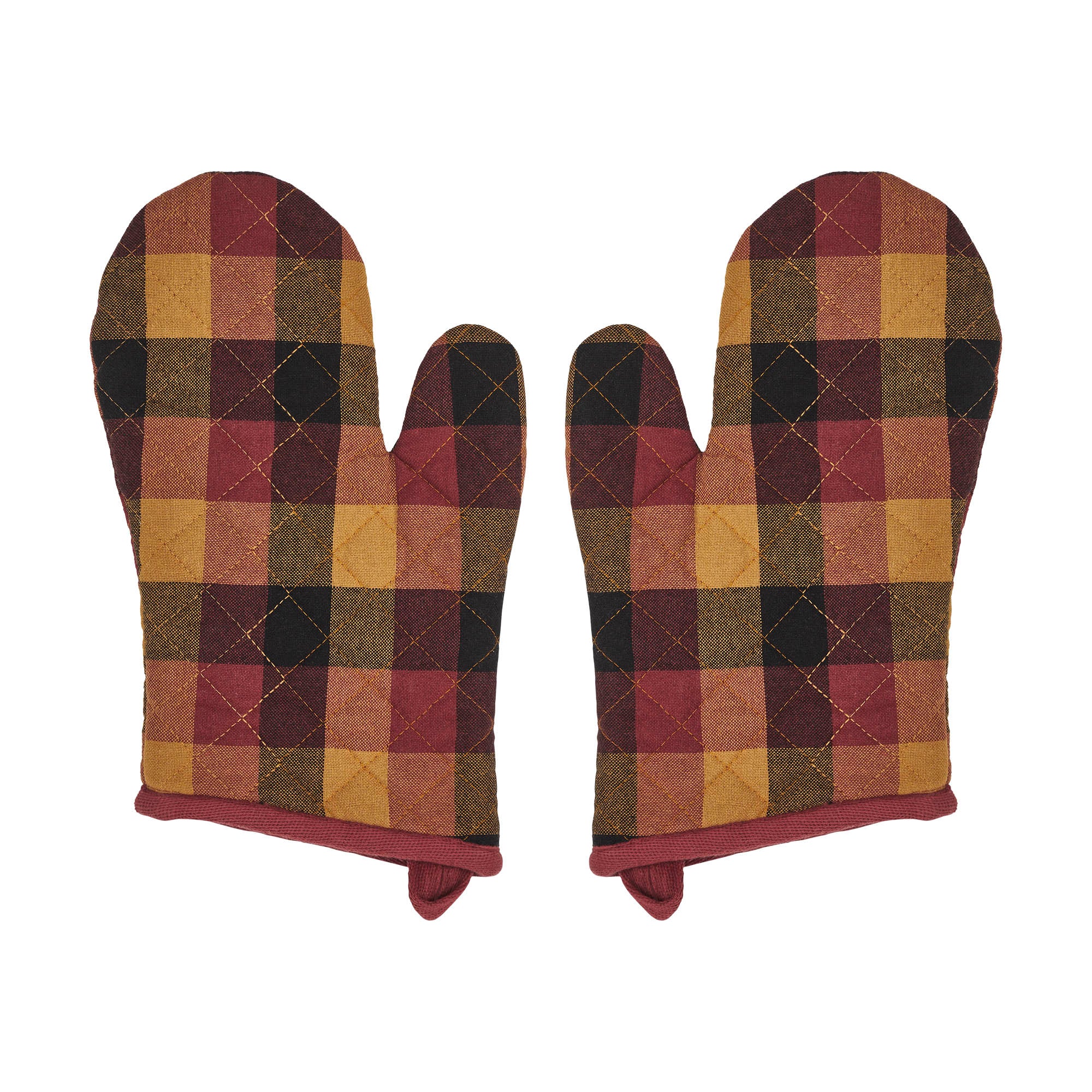 Heritage Farms Primitive Check Oven Mitt Set of 2 SpadezStore