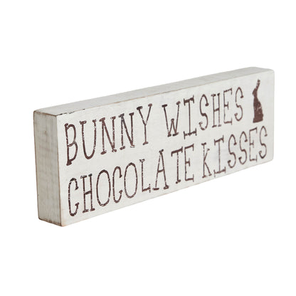 Bunny Wishes Chocolate Kisses Wooden Sign 4x12 SpadezStore