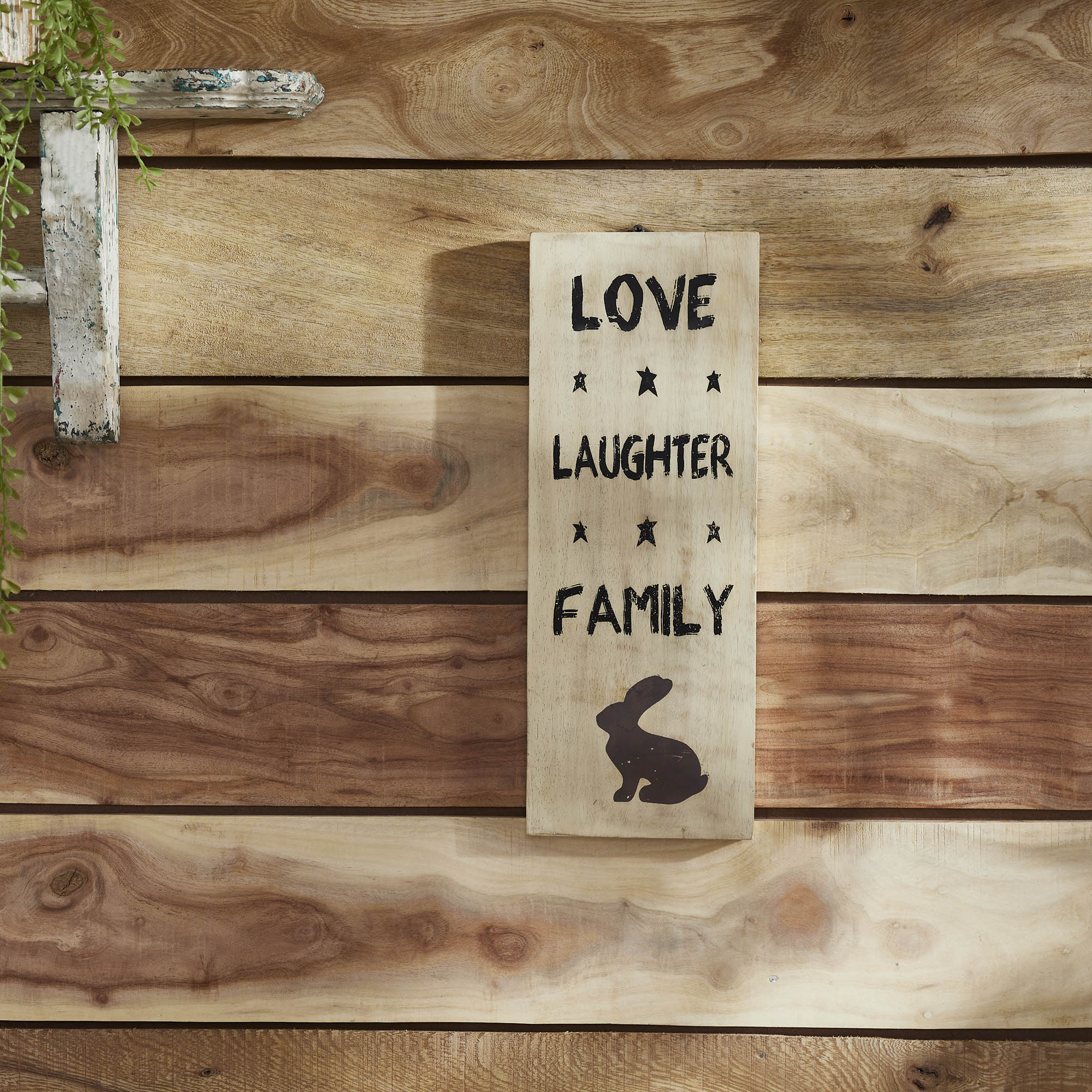 Love Laughter Family Wooden Sign 14.5x5.5 SpadezStore