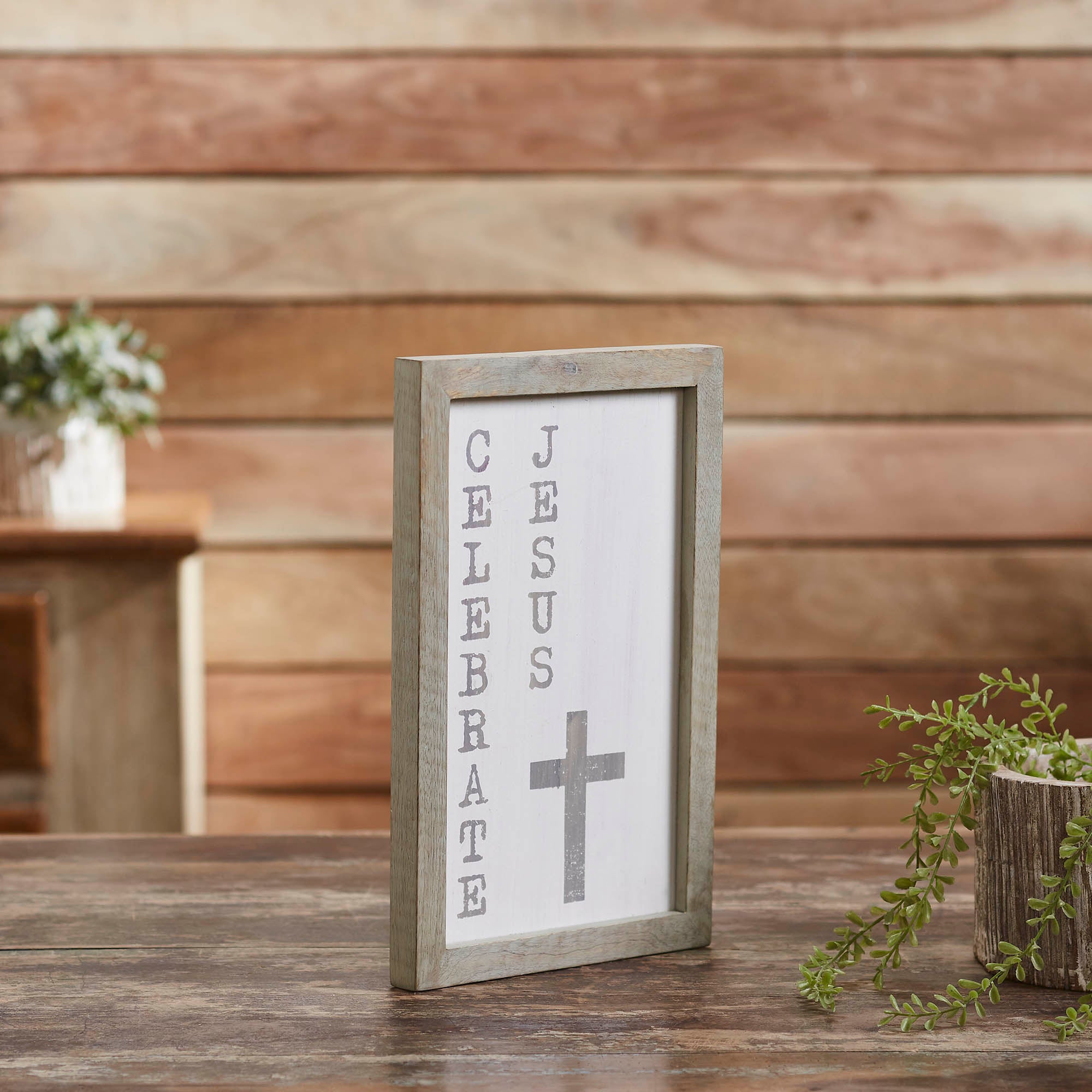 Celebrate Jesus Wooden Shadow Box Frame 15x9x1 SpadezStore