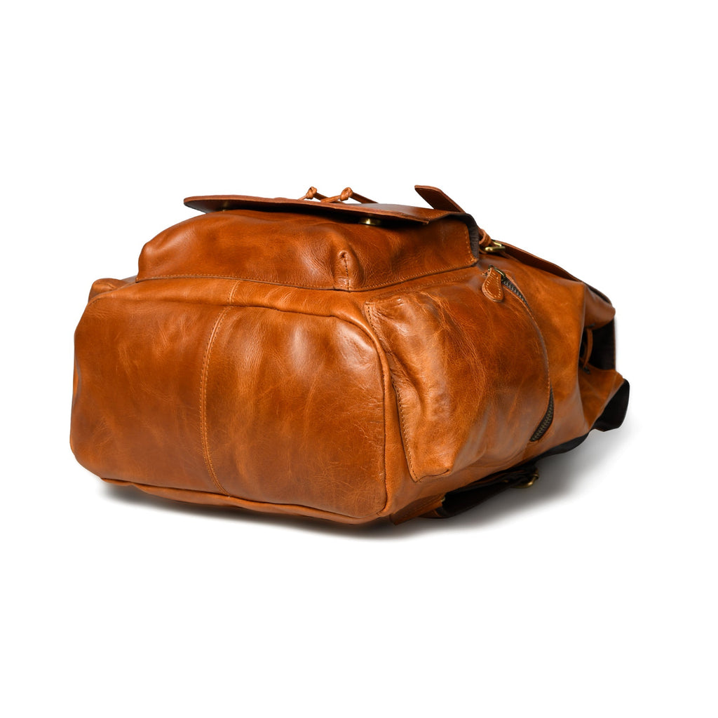 Vortex Leather Backpack: Tan Brown SpadezStore