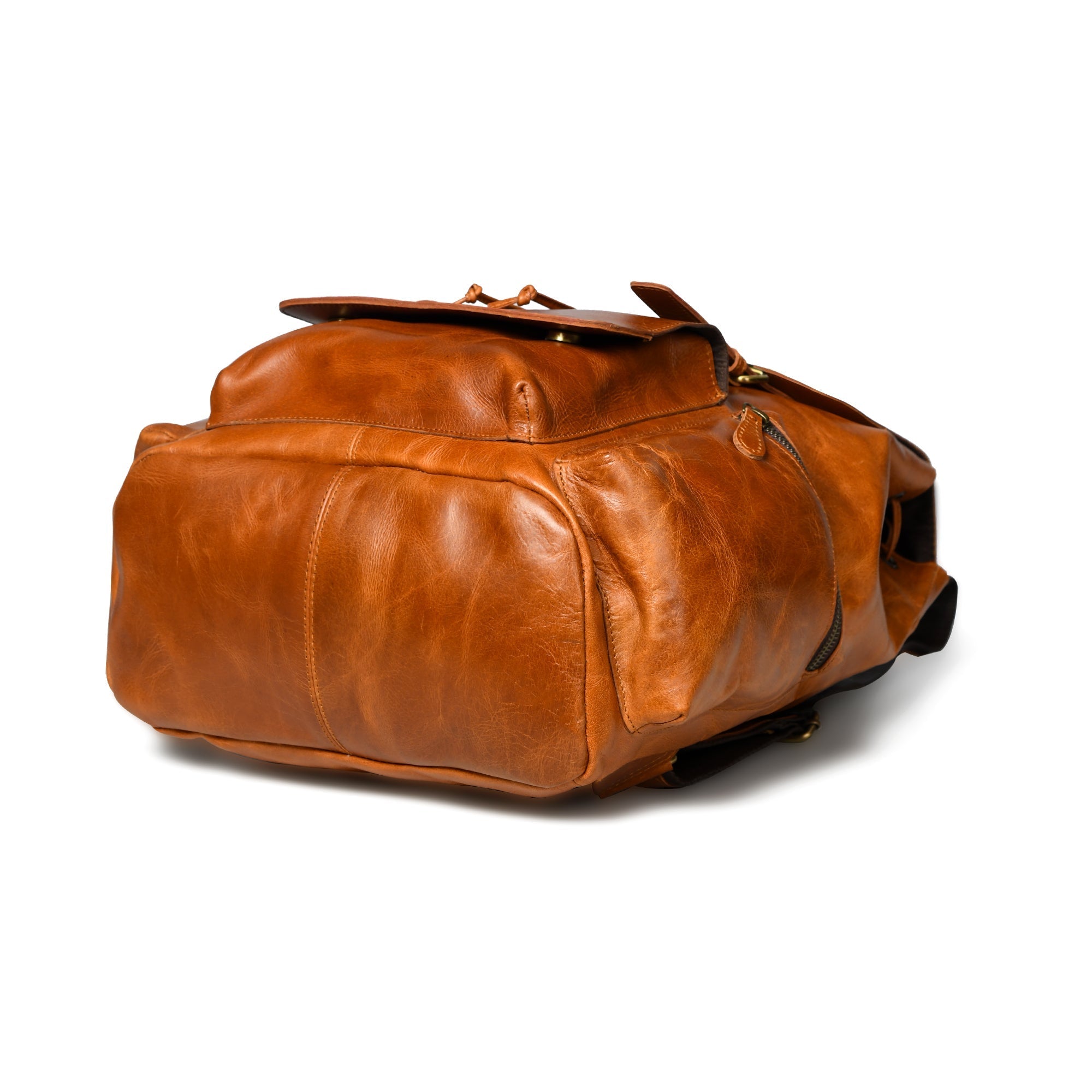Vortex Leather Backpack: Tan Brown SpadezStore