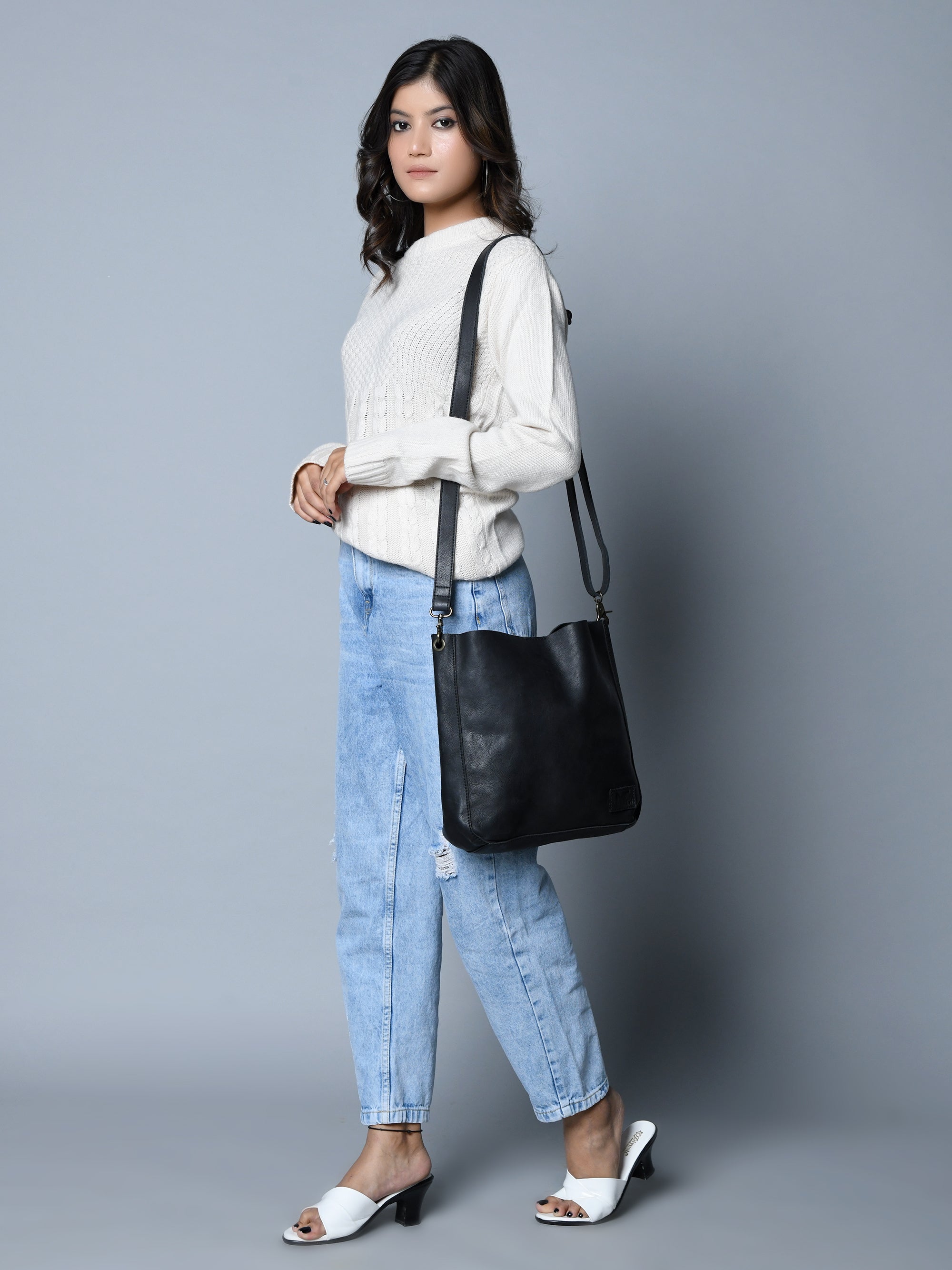 Classy Leather Bags Serenity Everyday Crossbody Sling, Black SpadezStore