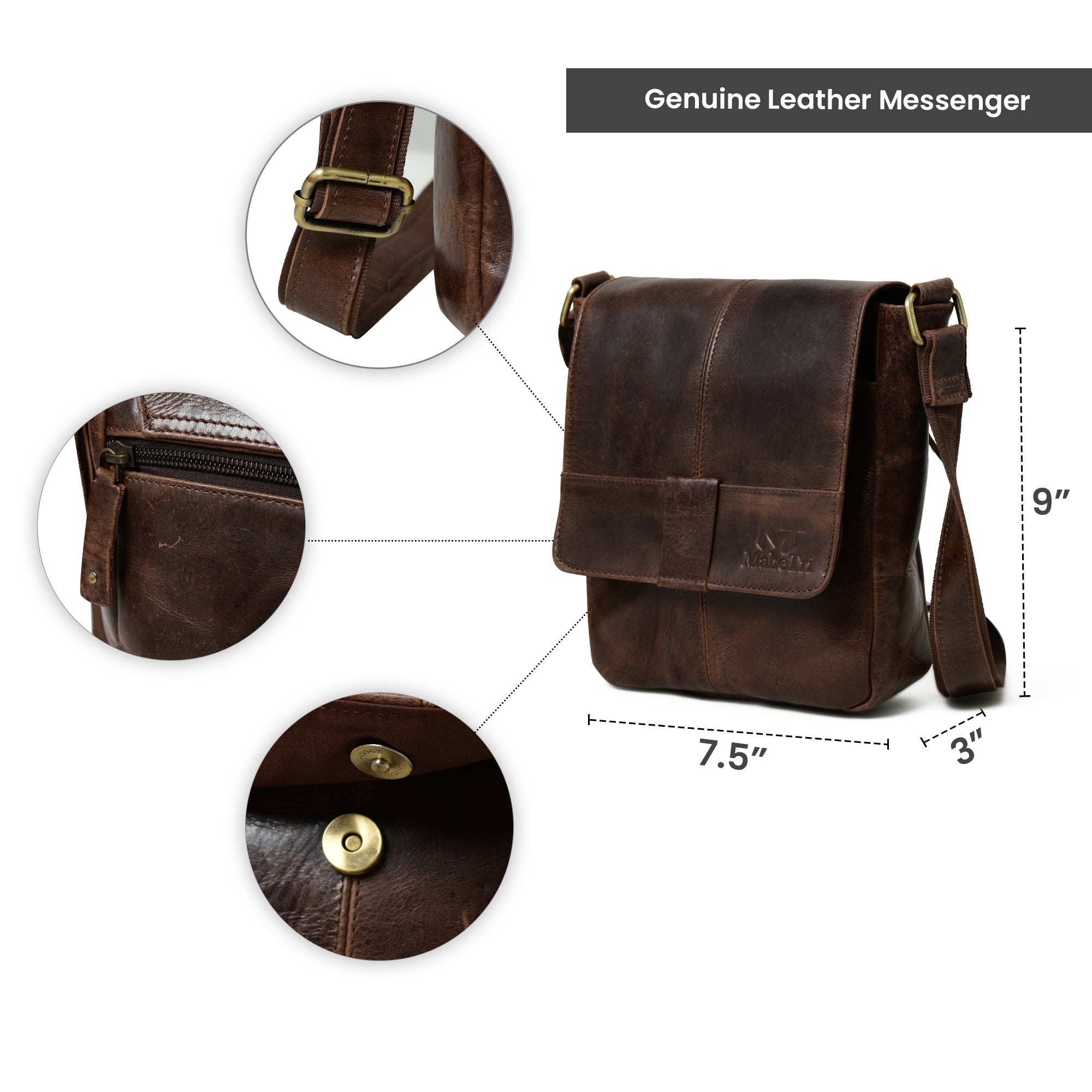 Classy Leather Bags Brown Leather Crossbody Bag SpadezStore
