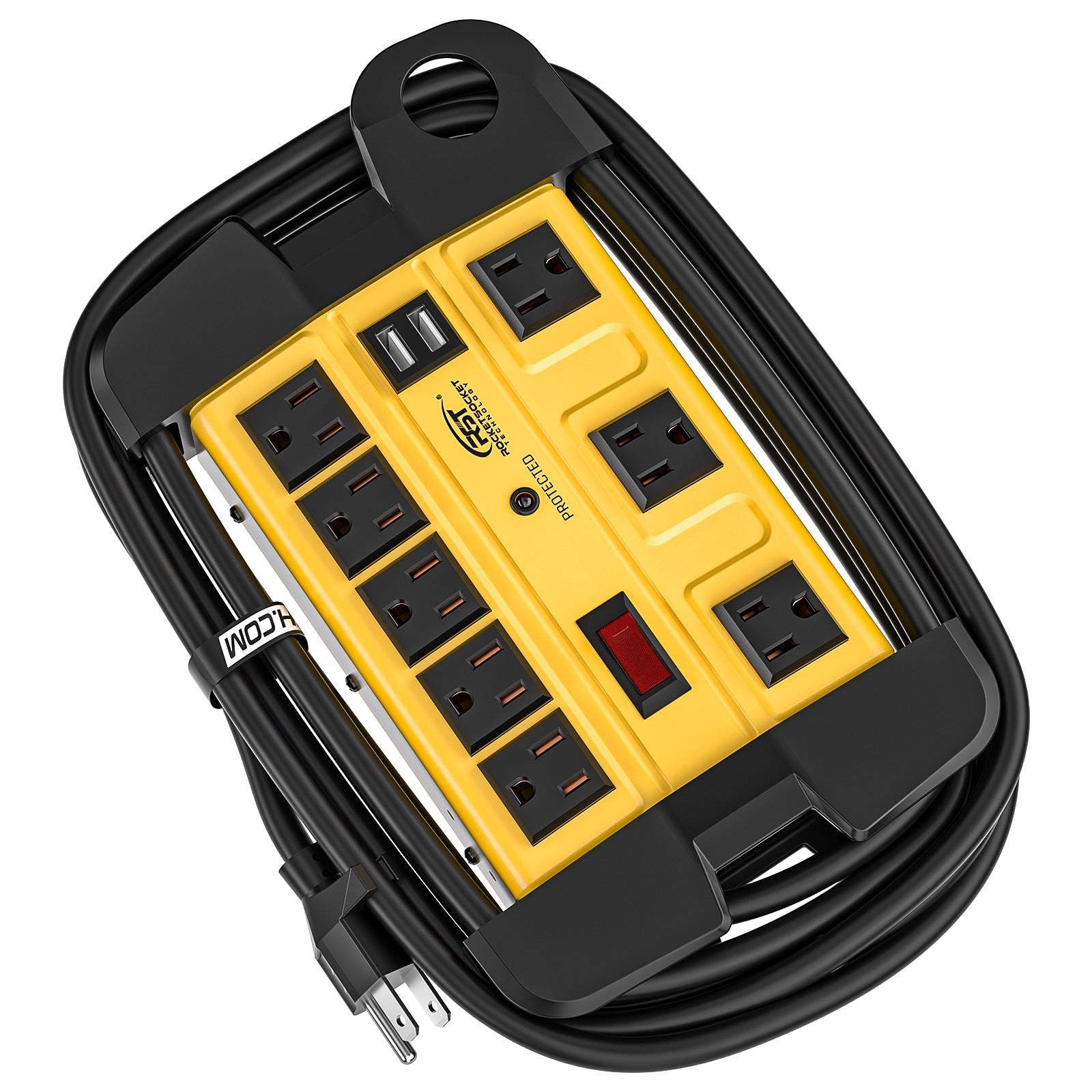 Rocket Socket Technology CRST 8 Outlets Dural USB Mountable Metal Power Strip Surge Protector with Cord Wrapping Design, Optional 15FT or 6FT Power Cord SpadezStore