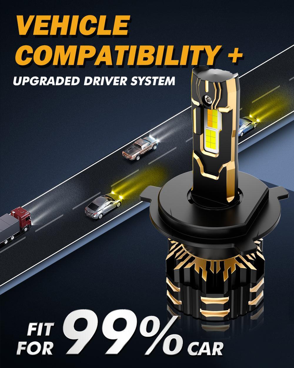 Auxbeam H4 LED Headlight Bulbs 110W 25000LM GX Bi-Color Series High Power & Brightness Dual Color Switchback | 2 Bulbs