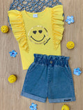 Mia Belle Girls SmileyWorld Bold Expression Denim Shorts Set SpadezStore