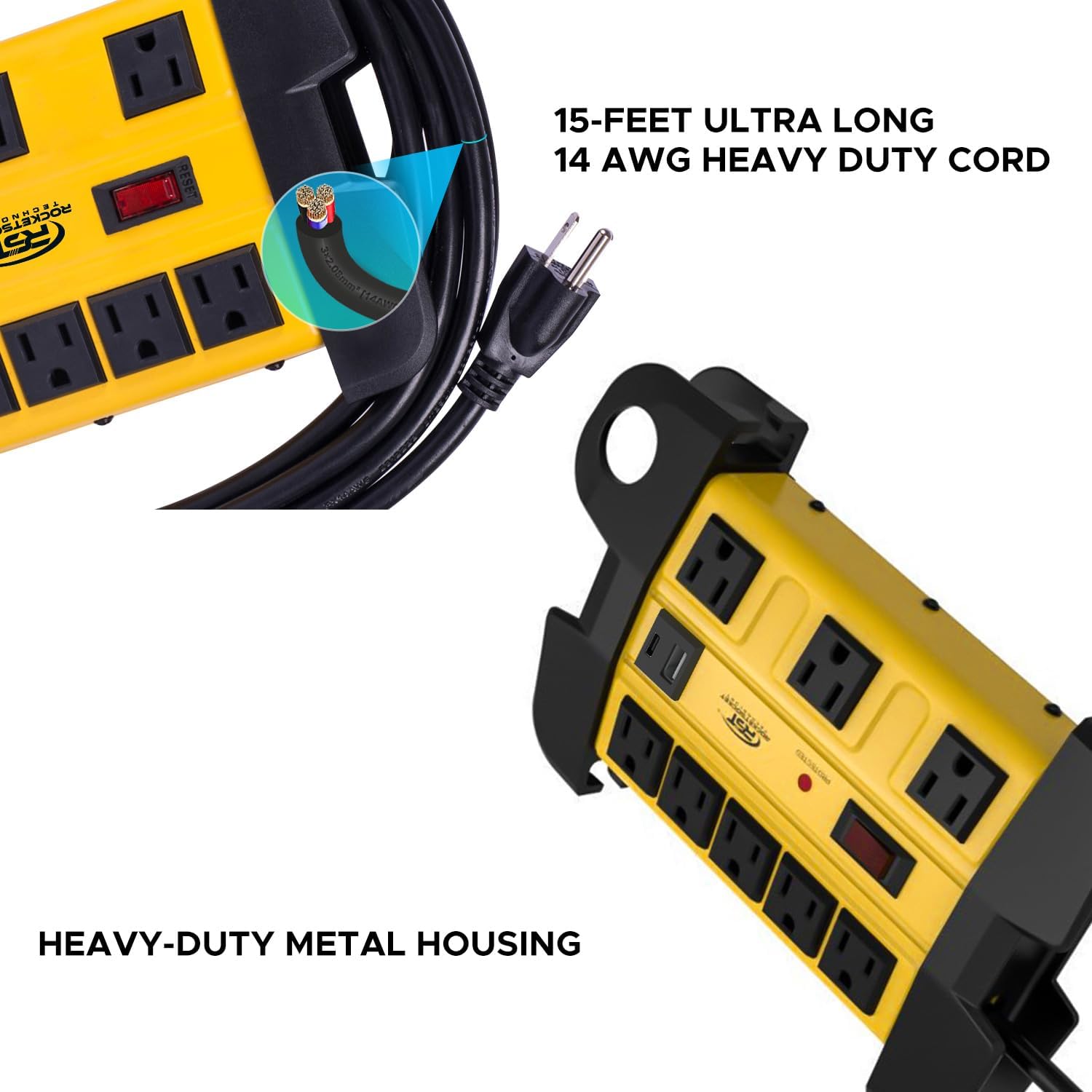 CRST Heavy Duty Surge Protector Power Strip with USB-C Port - Thumbnail 3