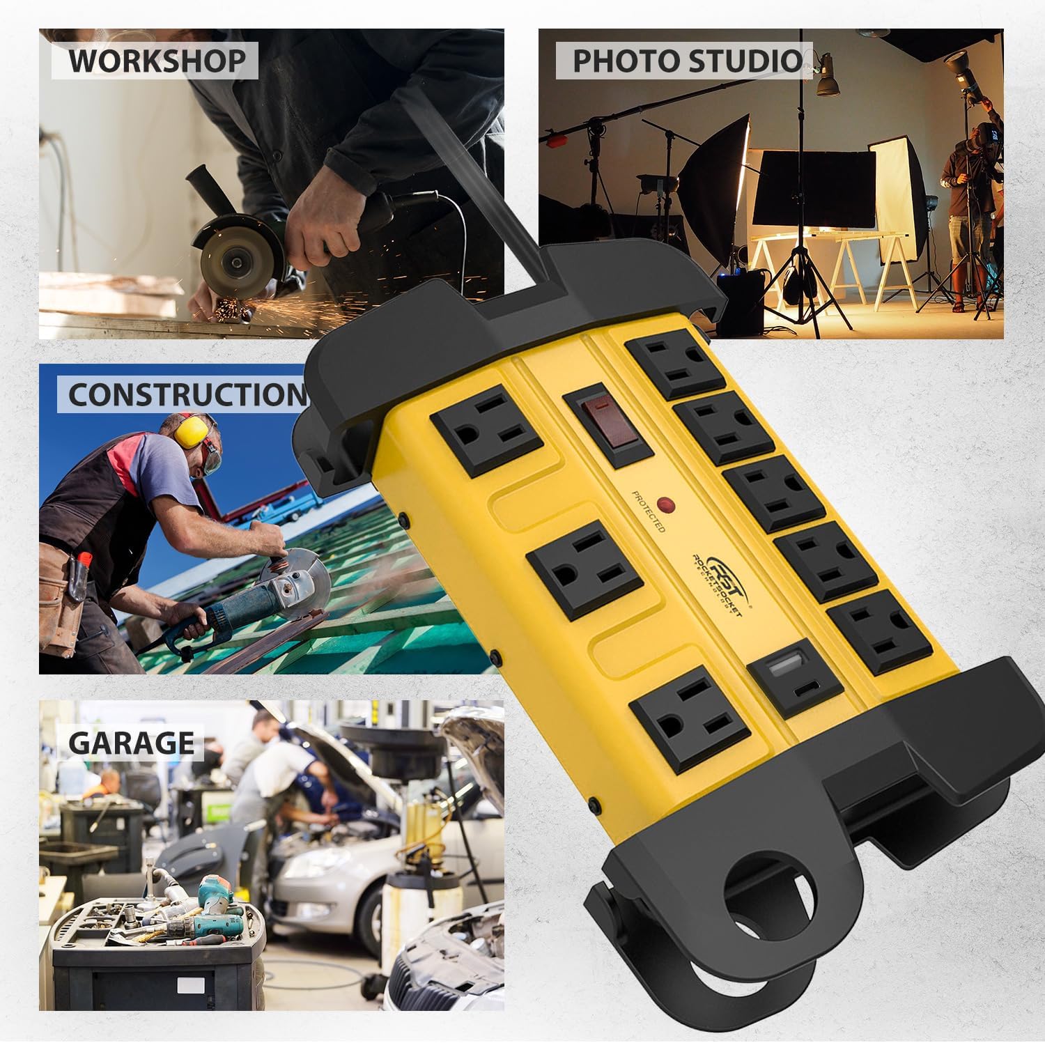 CRST Heavy Duty Surge Protector Power Strip with USB-C Port - Thumbnail 4