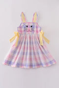 Abby & Evie Premium Pink Bunny Bow Plaid Dress 900656 SpadezStore