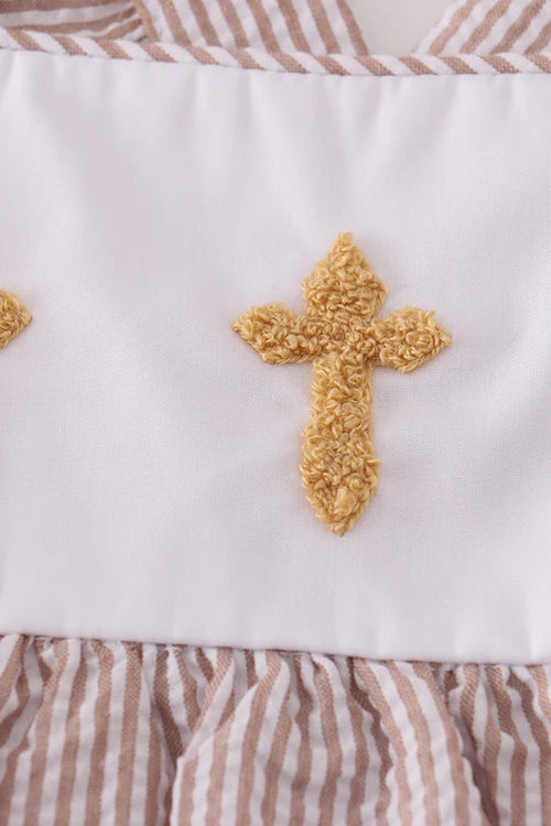 Abby & Evie Premium Brown Cross Embroidery Set 900685 SpadezStore