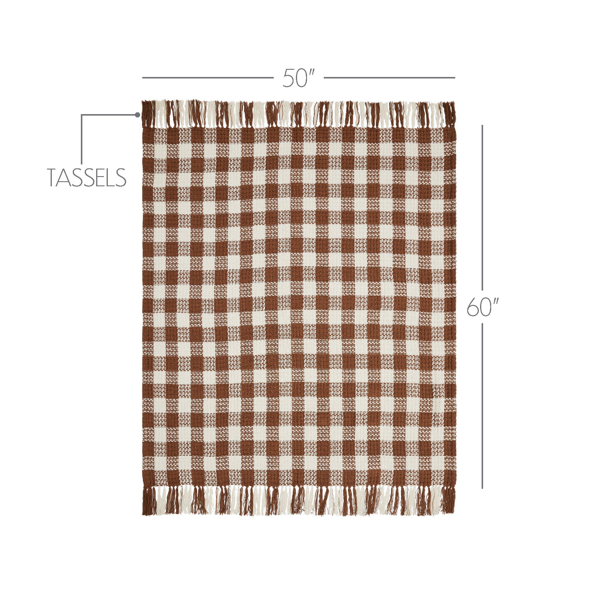 Dark Amber Woven Check Throw Blanket with Fringe 50x60 SpadezStore