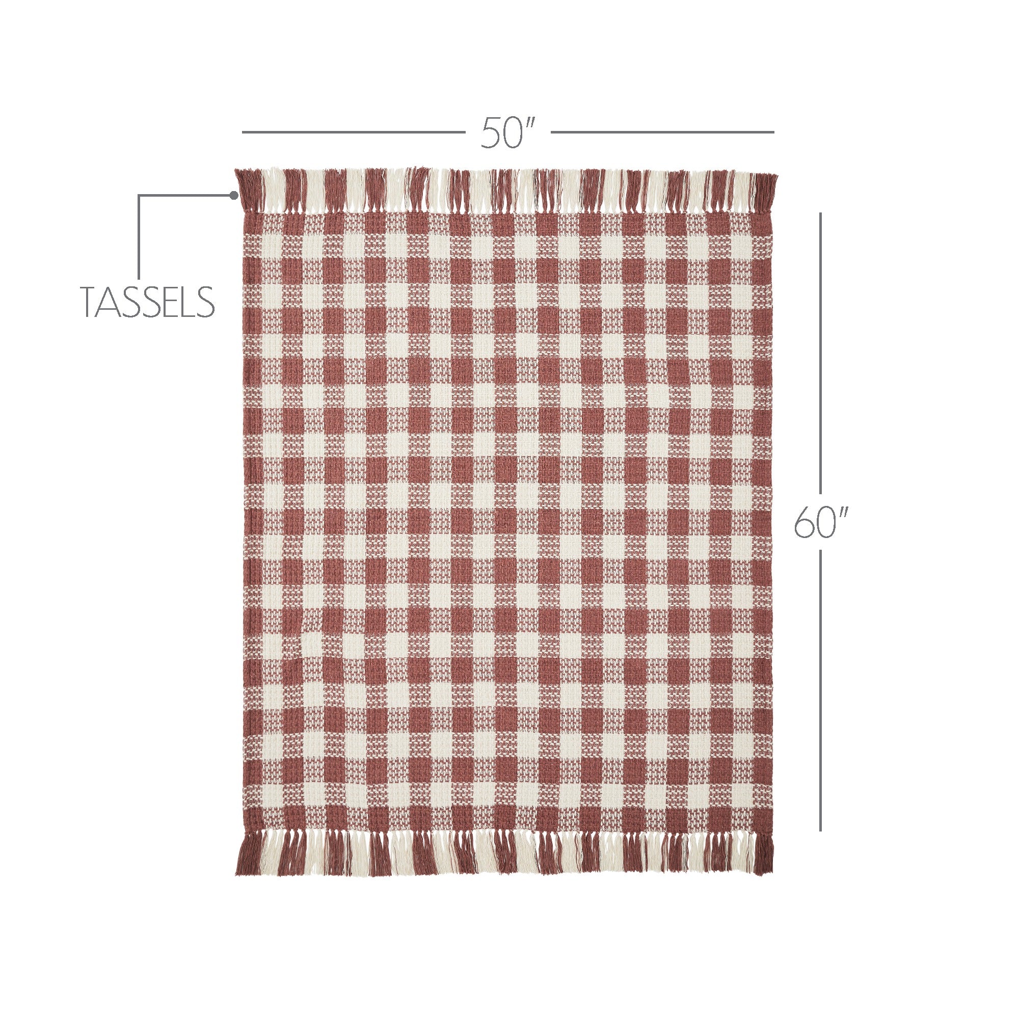 Dusty Rose Woven Check Throw Blanket with Fringe 50x60 SpadezStore