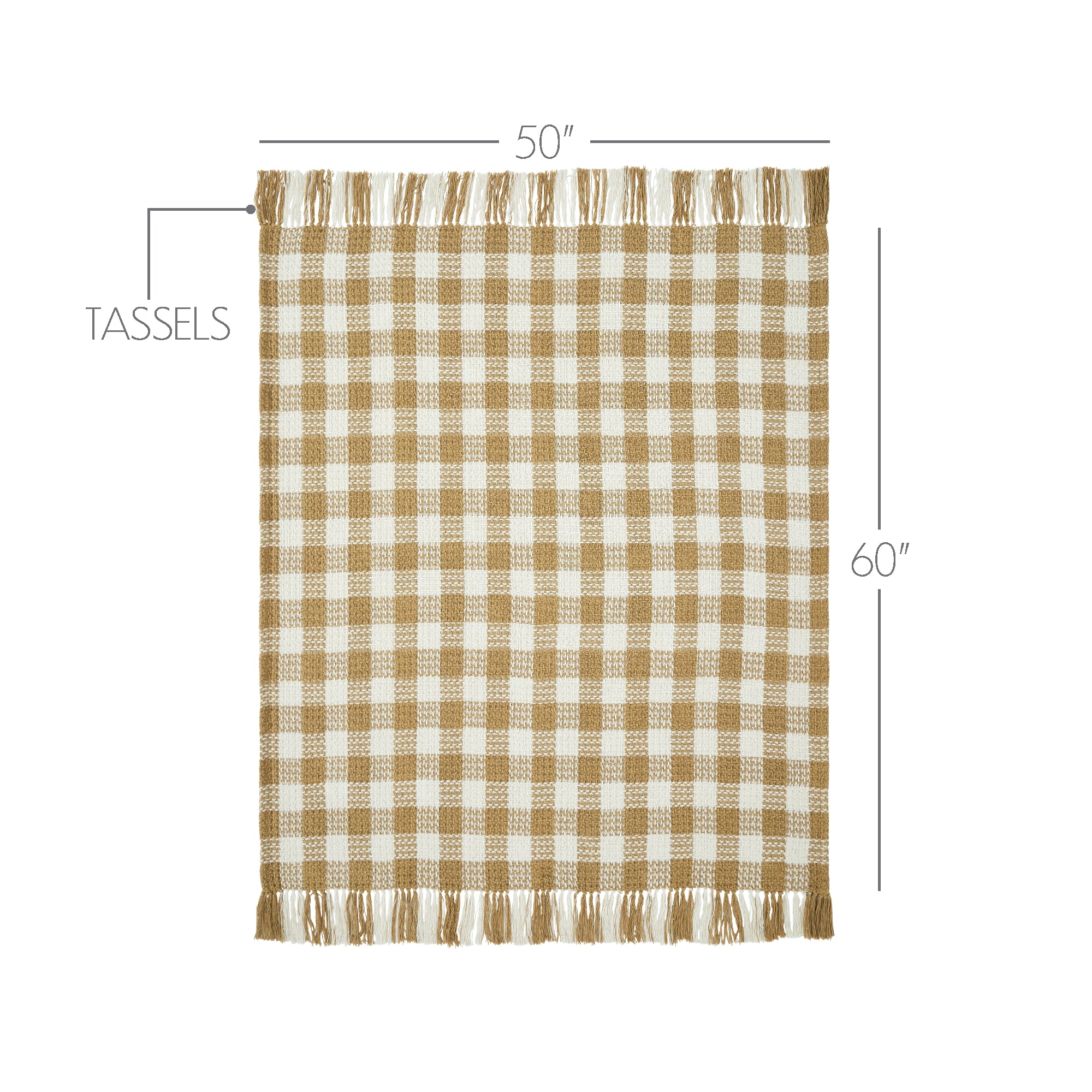 Golden Wheat Woven Check Throw Blanket with Fringe 50x60 SpadezStore