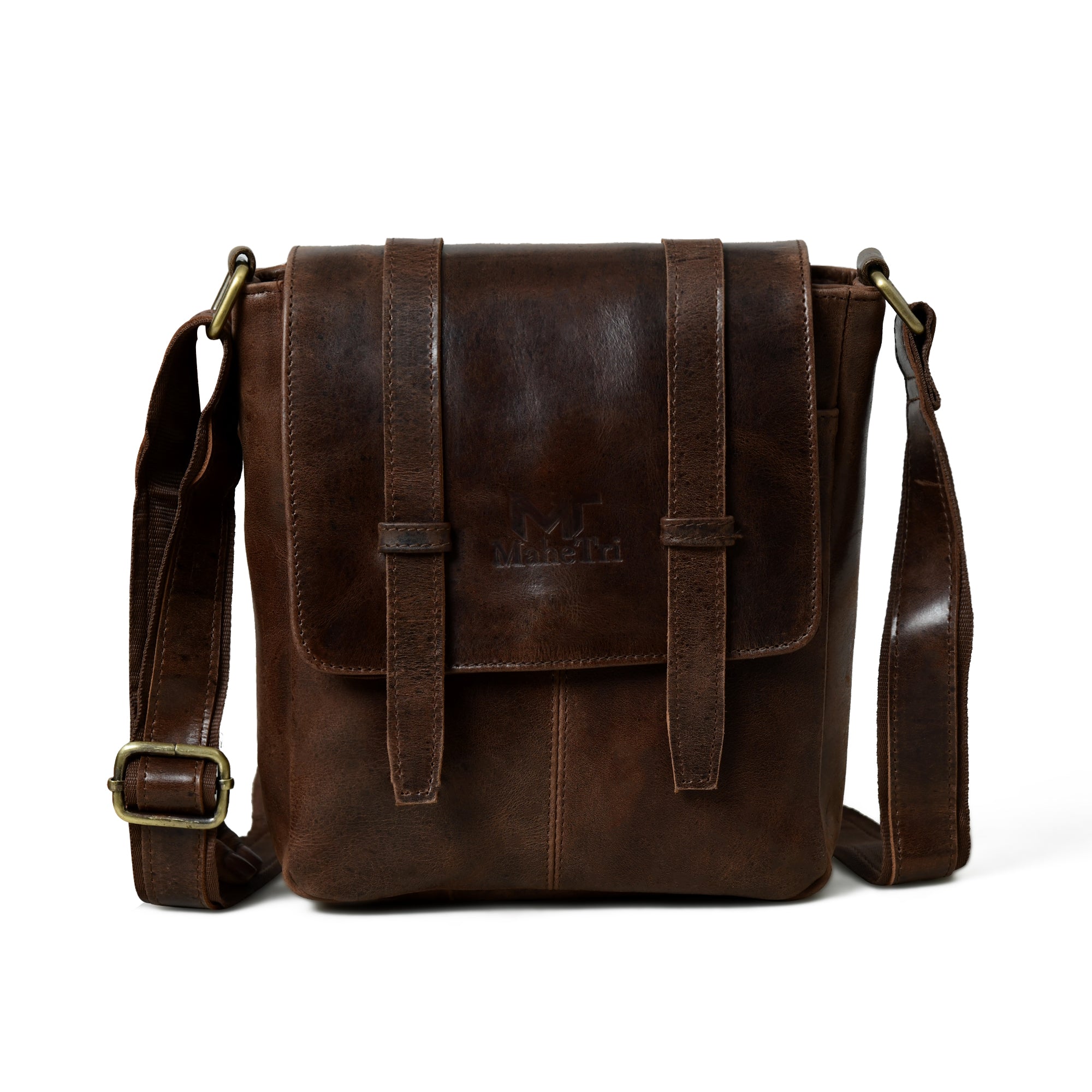 Leather Shoulder Messenger Bag - Thumbnail 3