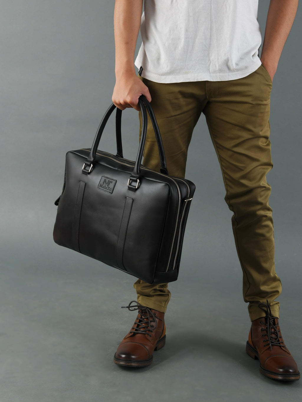 Classy Leather Bags Dixon Black Buffalo Leather Laptop Briefcase SpadezStore
