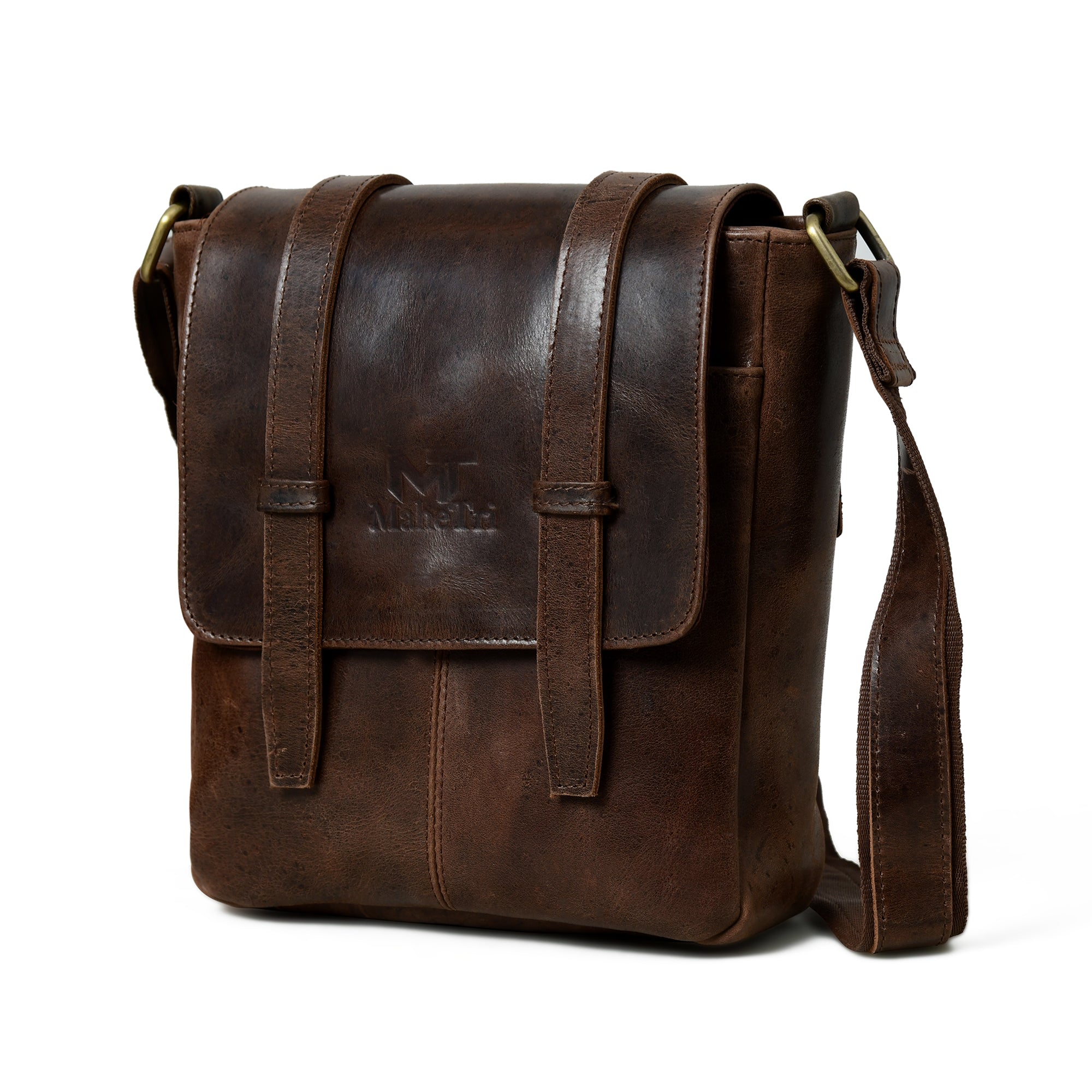 Leather Shoulder Messenger Bag - Thumbnail 2