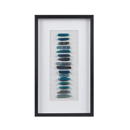 Martha Stewart Cerulean Stones Framed Blue Agate Shadowbox Wall Decor Panel SpadezStore
