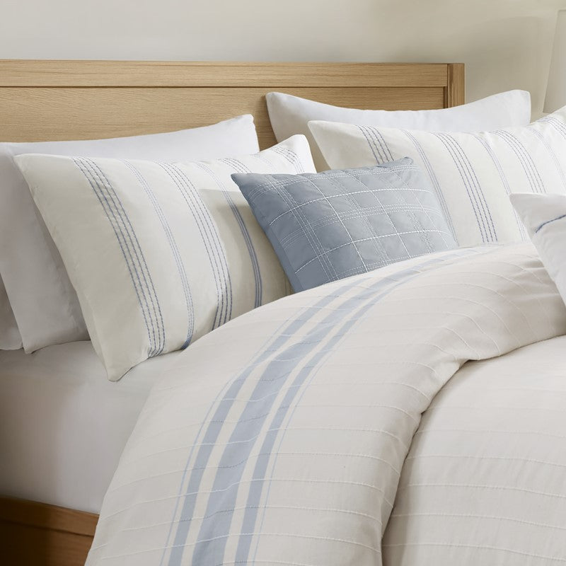 Harbor House Blue Morgan 5 Piece Cotton Jaquard Duvet Set SpadezStore