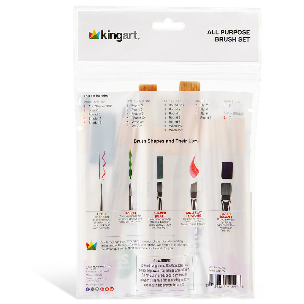 KINGART Studio Value Pack Brush Set - 25 pc