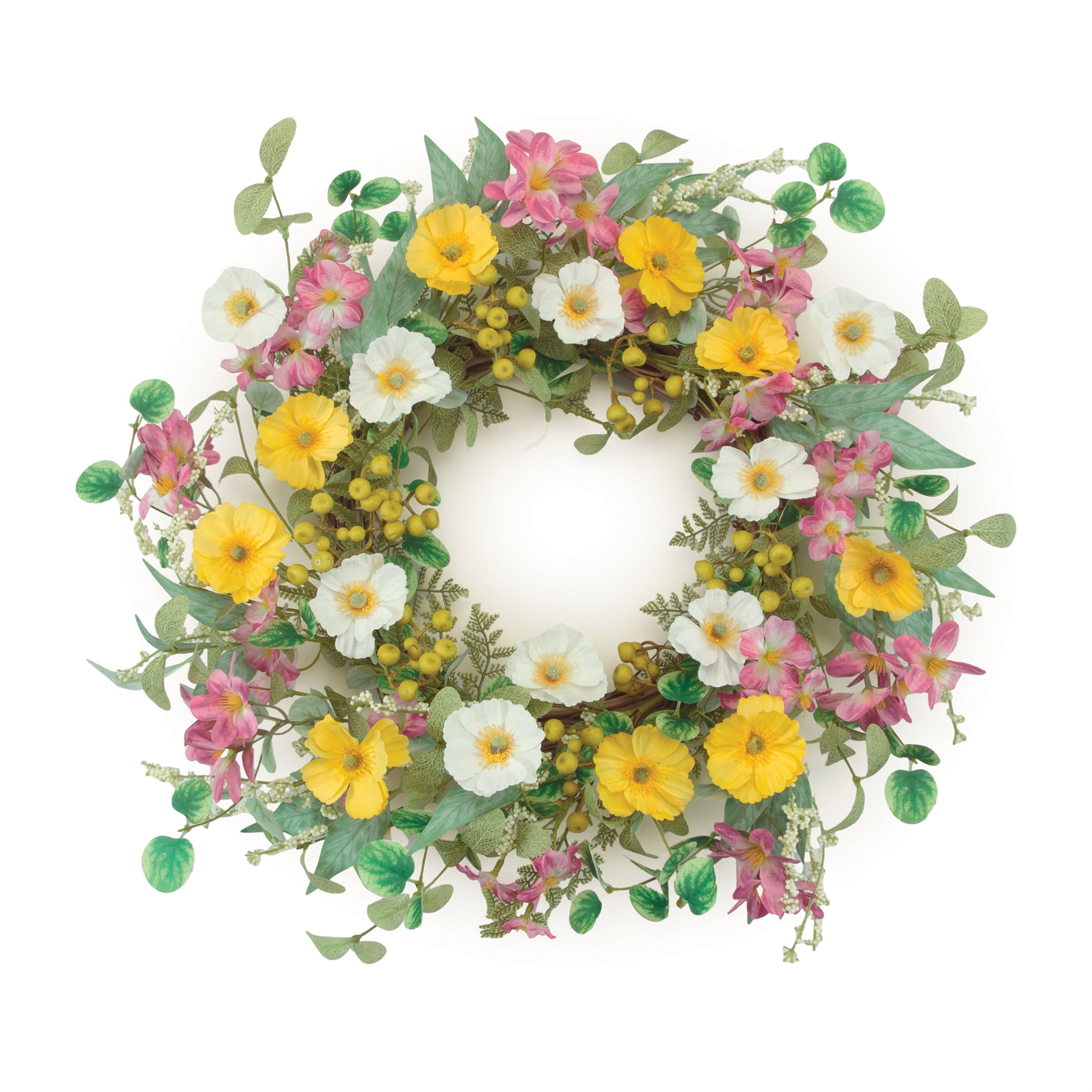 Mixed Floral Wreath 24"D Polyester SpadezStore