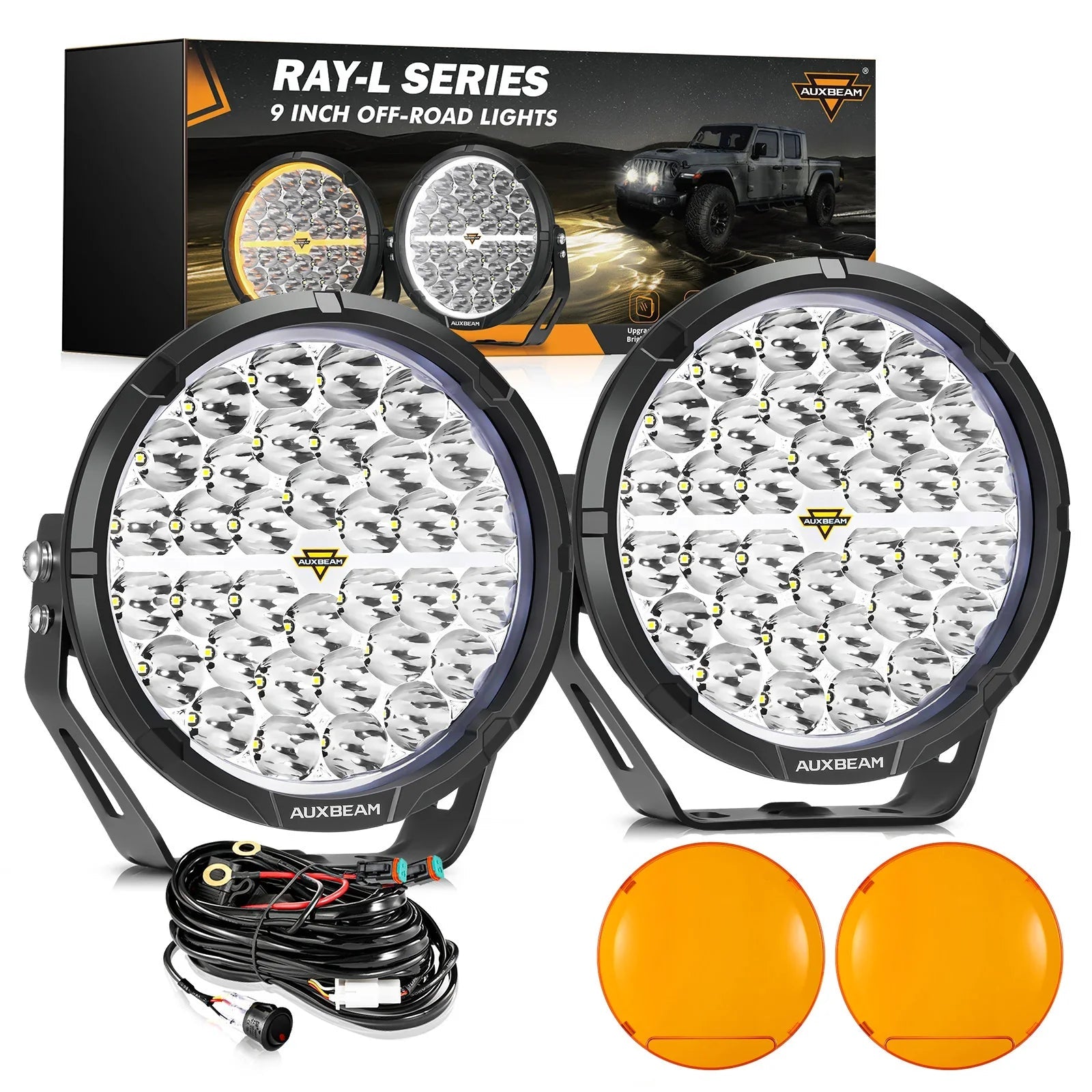 Auxbeam RAY-L Series | 9 Inch 318W 34180LM Dual DRL Offroad LED Driving Lights SpadezStore