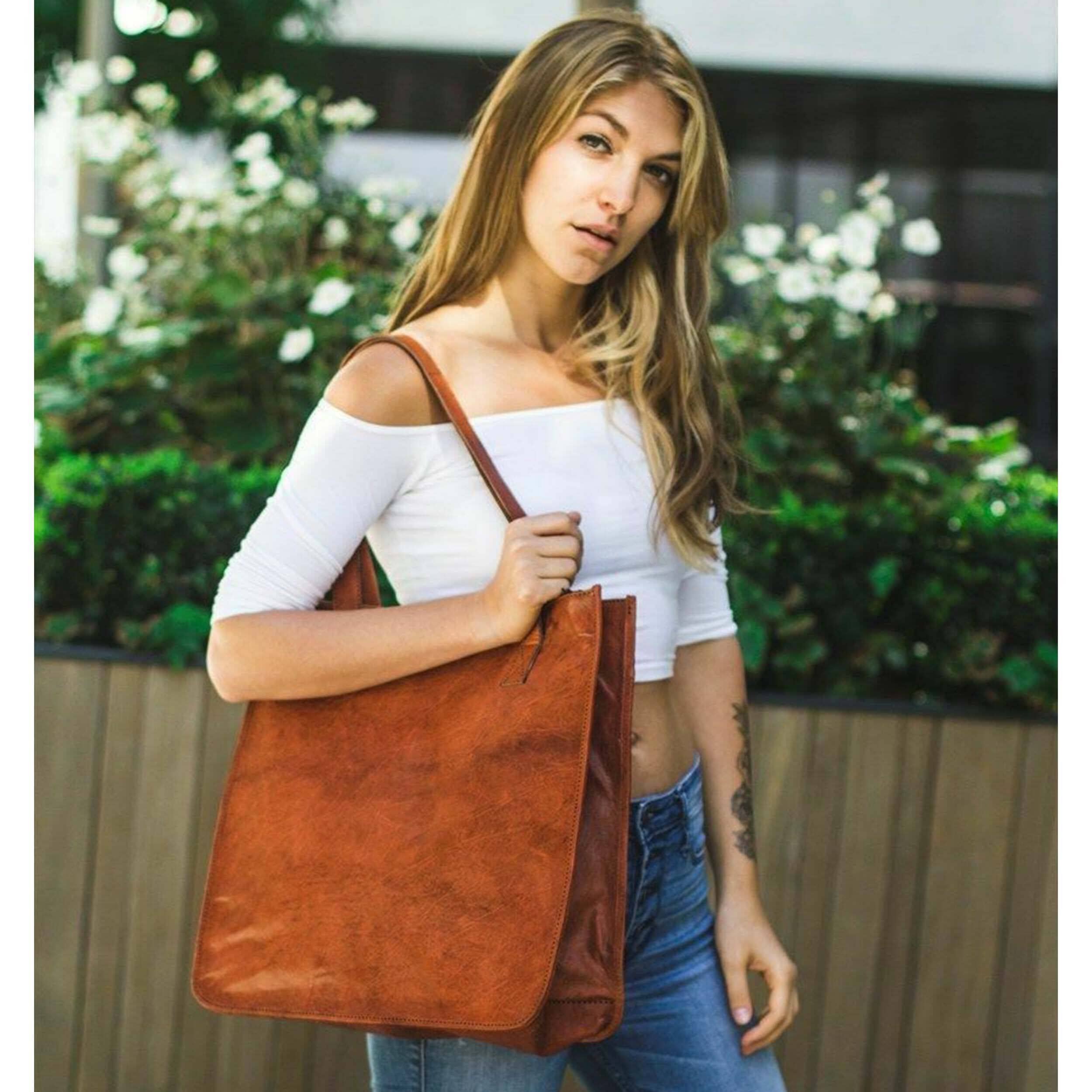 Classy Leather Bags The Shannon Tote SpadezStore