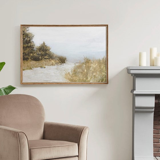 Martha Stewart Lake Walk Abstract Landscape Framed Canvas Wall Art SpadezStore