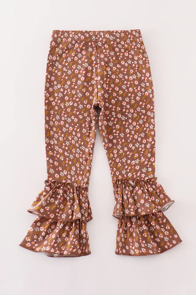 Cotton Castle Platinum Brown Floral Layered Pants A24H083 SpadezStore