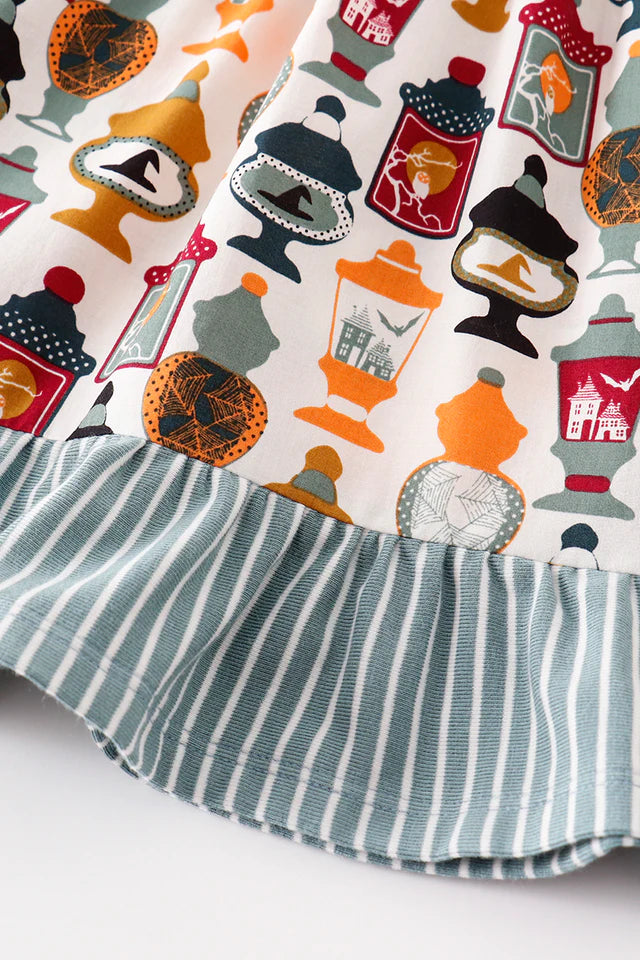 Cotton Castle Platinum Yellow Halloween Dot Ruffle Pocket Dress A24H087 SpadezStore