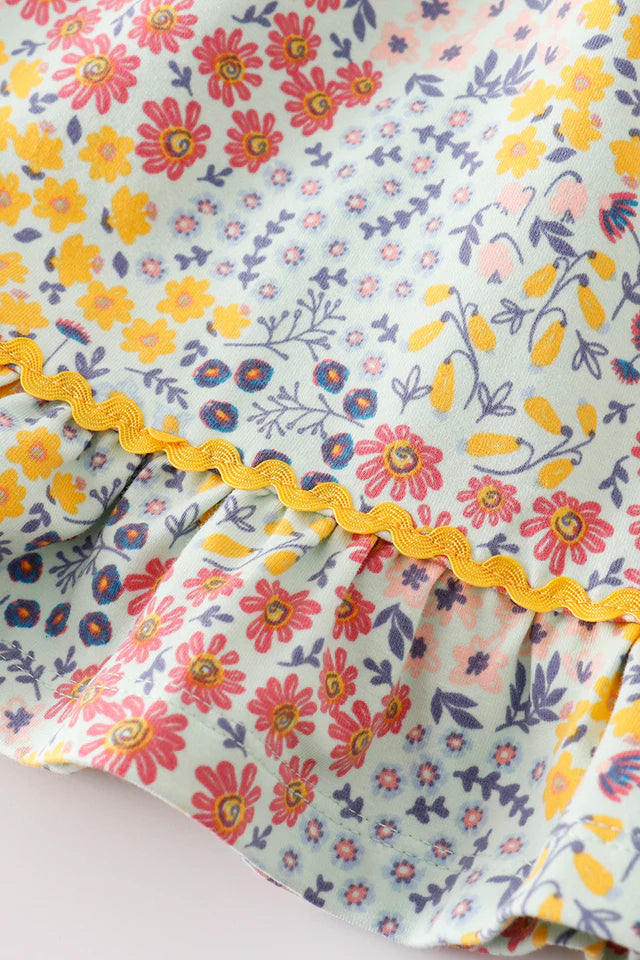 Cotton Castle Platinum Blue Floral Print Dot Dress A24H107 SpadezStore