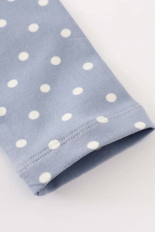 Cotton Castle Platinum Blue Floral Print Dot Dress A24H107 SpadezStore