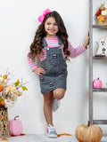 Mia Belle Girls Skull Girls Rock Denim Overall Dress Set SpadezStore