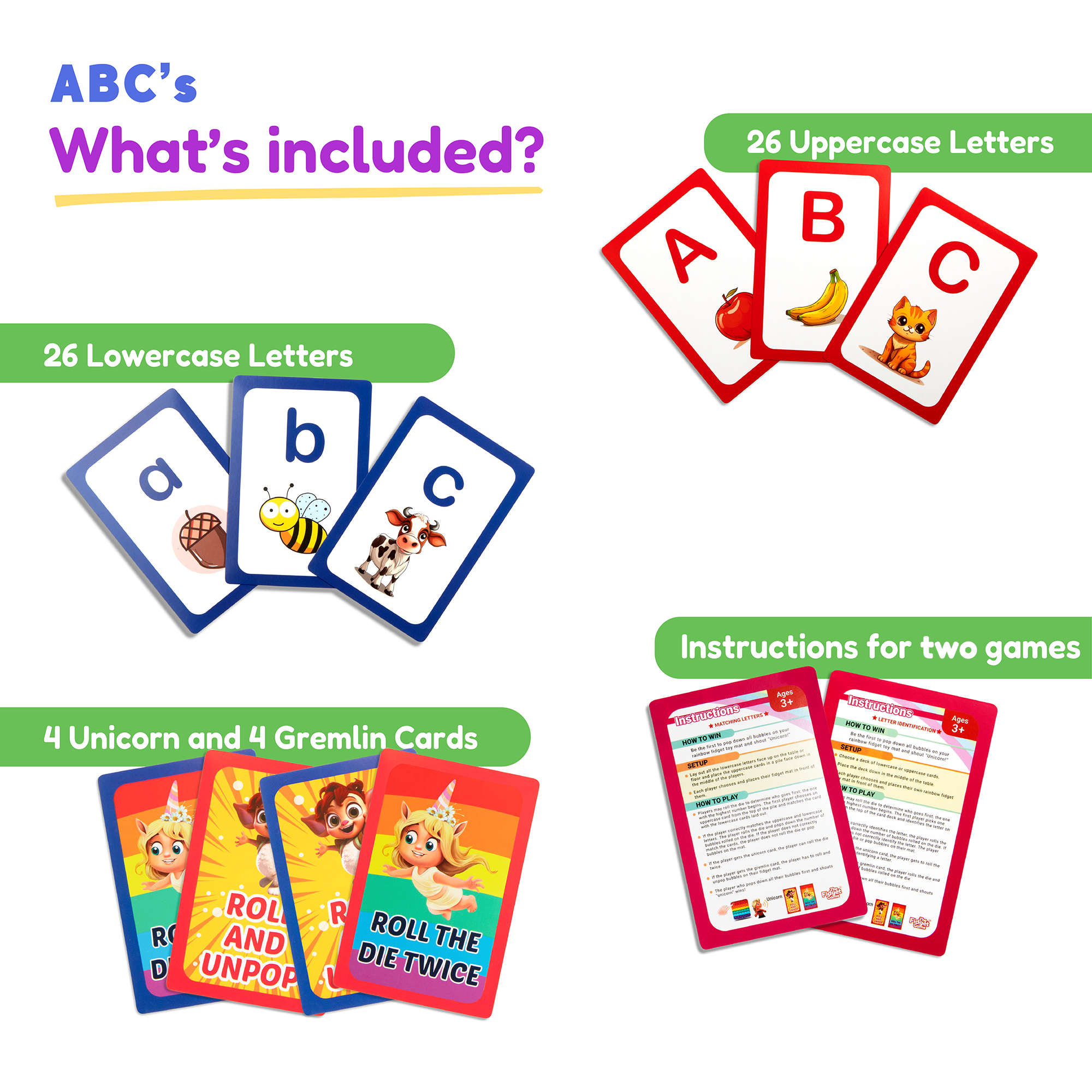 The Fidget Games .ABC: Learn Uppercase & Lowercase Letters Card Pack SpadezStore