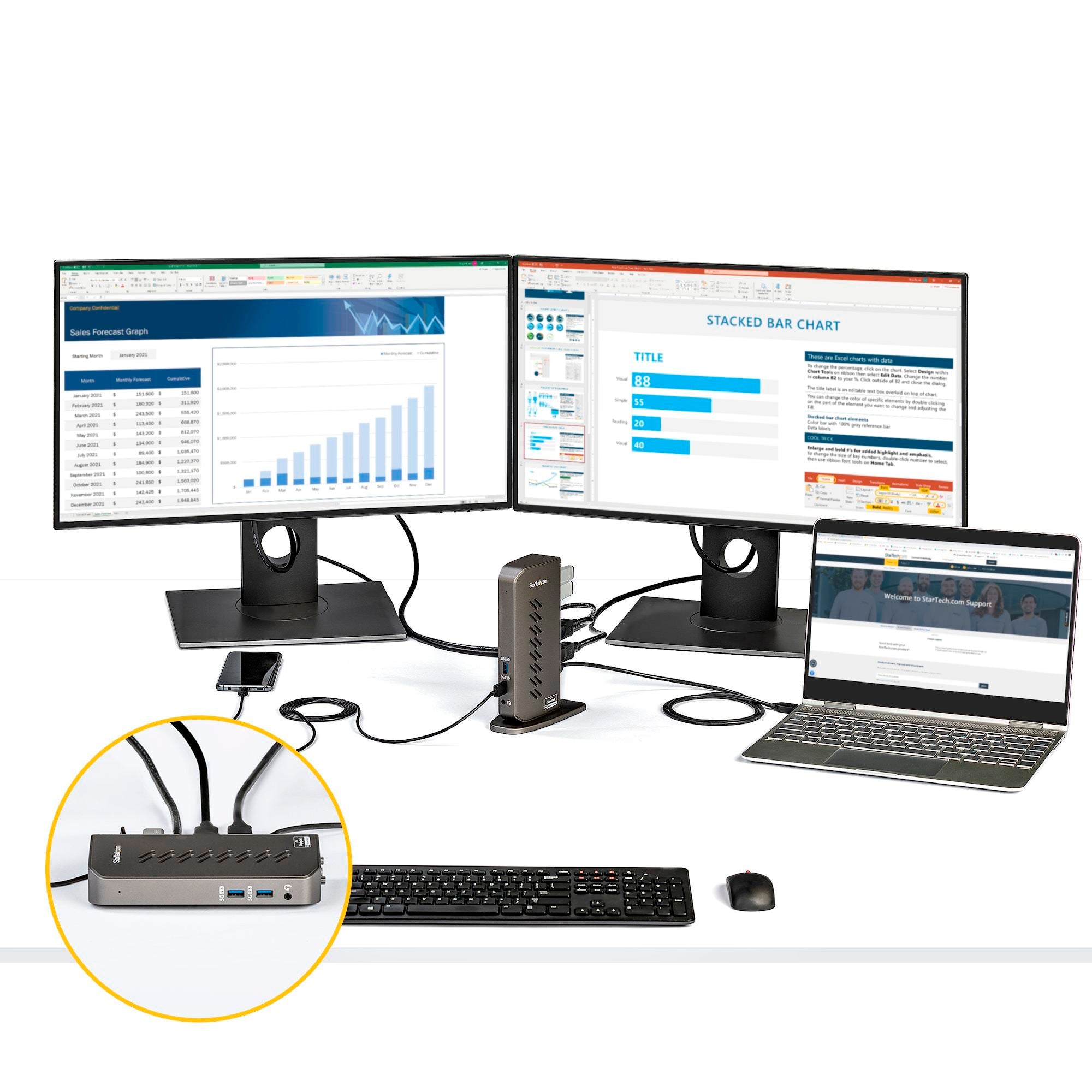 StarTech.com USB-C USB-A Dock - Hybrid Universal USB 3.0 Laptop Docking Station SpadezStore