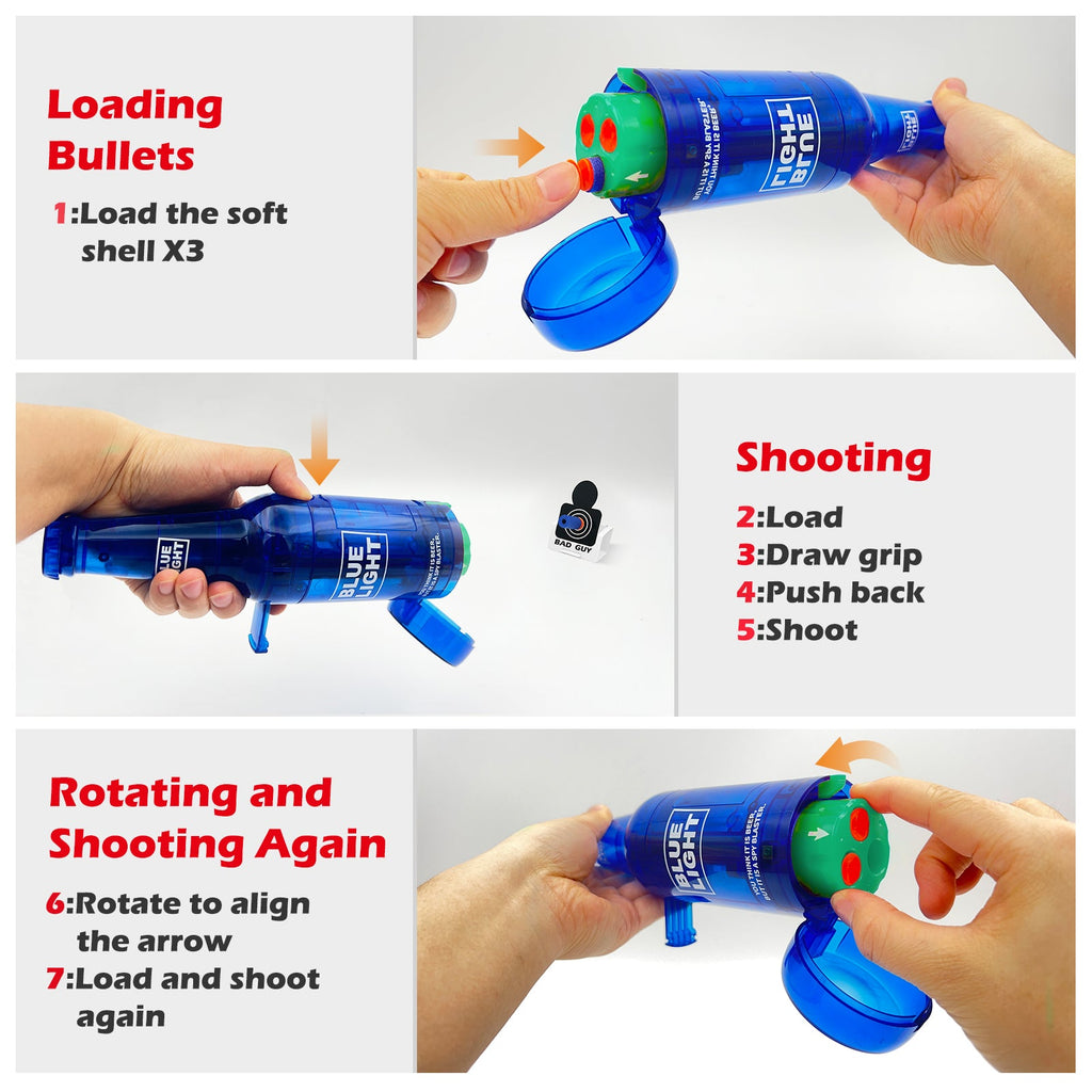 AGM MASTECH Drink Bottle Toy Gun with Foam Dart Bullets, Toy Foam Blaster Guns for Boy & Girl, Soda Blaster Guns Shooting Model,