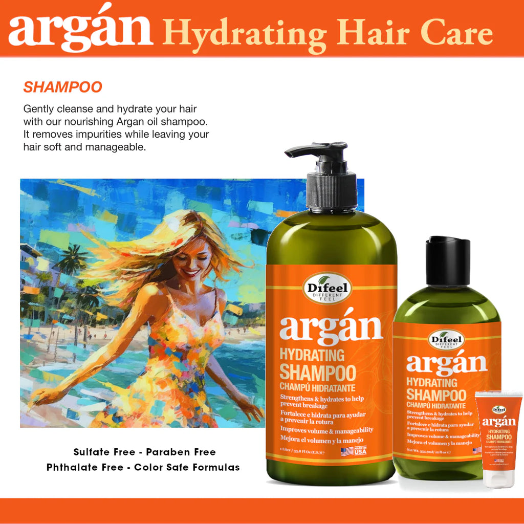 Difeel Argan Hydrating Shampoo 12oz SpadezStore
