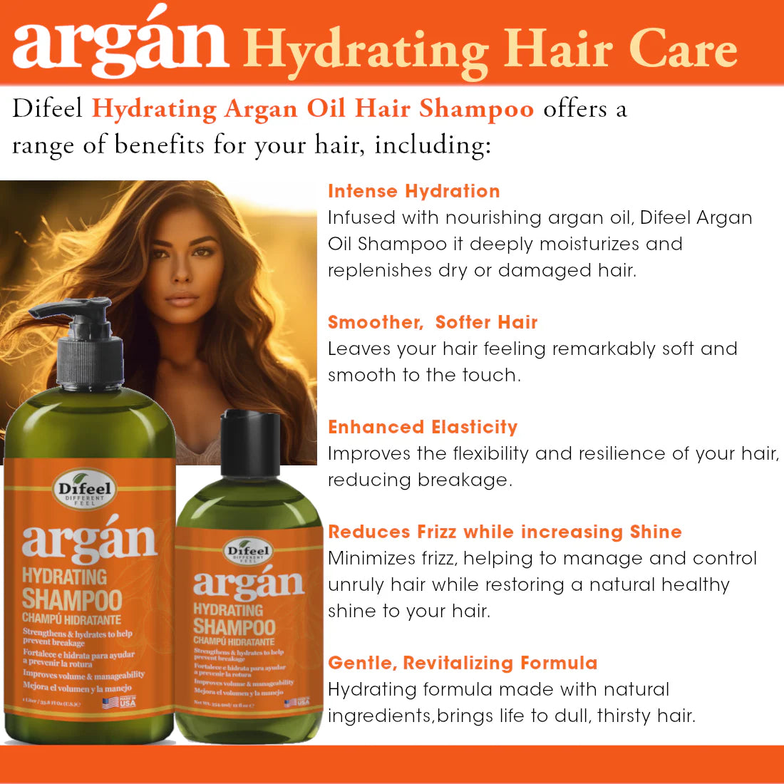 Difeel Argan Hydrating Shampoo 12oz SpadezStore