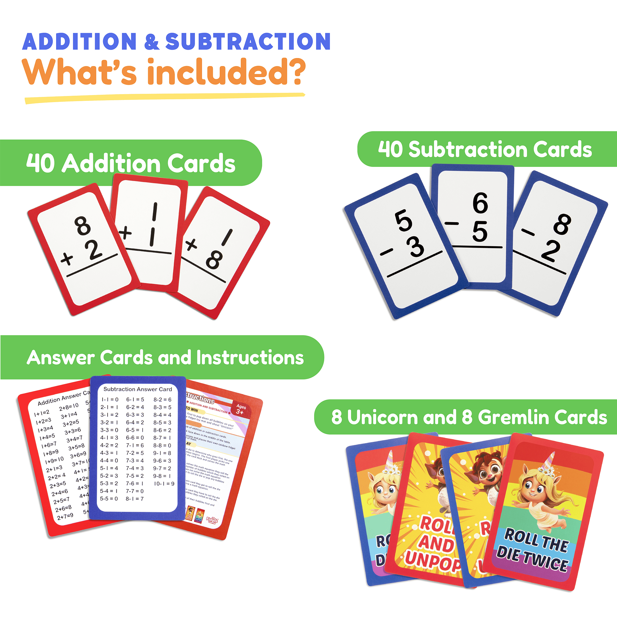 The Fidget Games Pre-K & Kindergarten Addition & Subtraction Card Pack SpadezStore