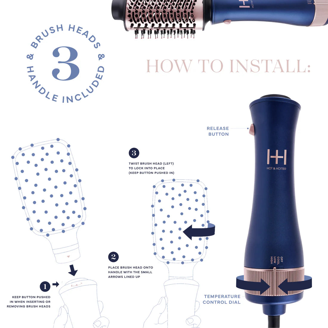 Annie Hot & Hotter All-In-One Interchangeable Hair Dryer Brush SpadezStore
