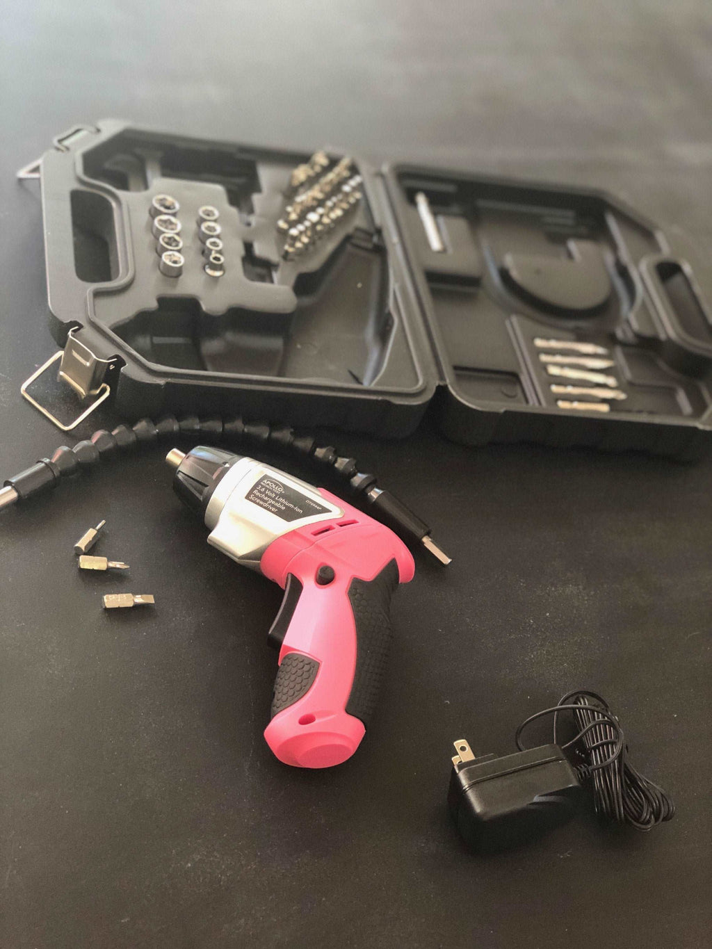 Apollo Tools 3.6 Volt Lithium-Ion Rechargeable Screwdriver with 45 Piece Accessory Set - Pink DT4944P SpadezStore