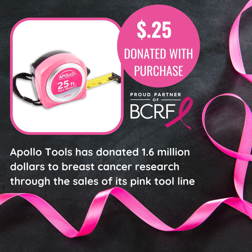 Apollo Tools 25ft. Tape Measure - Pink - DT5002P SpadezStore